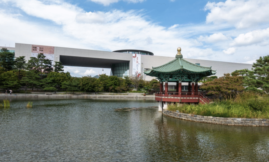 National Museum of Korea 2025 exterior with pond and pavilion