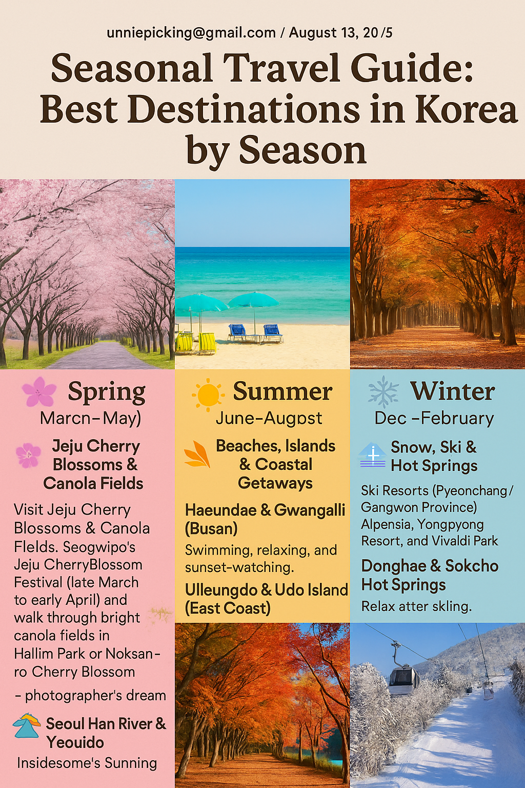 🇰🇷 Korea Seasonal Travel Guide 2025 – Best Time to Visit Korea by Season