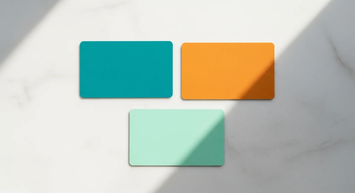 t-money vs wowpass vs climate card — overhead view of three transit cards arranged in a triangle on a clean surface