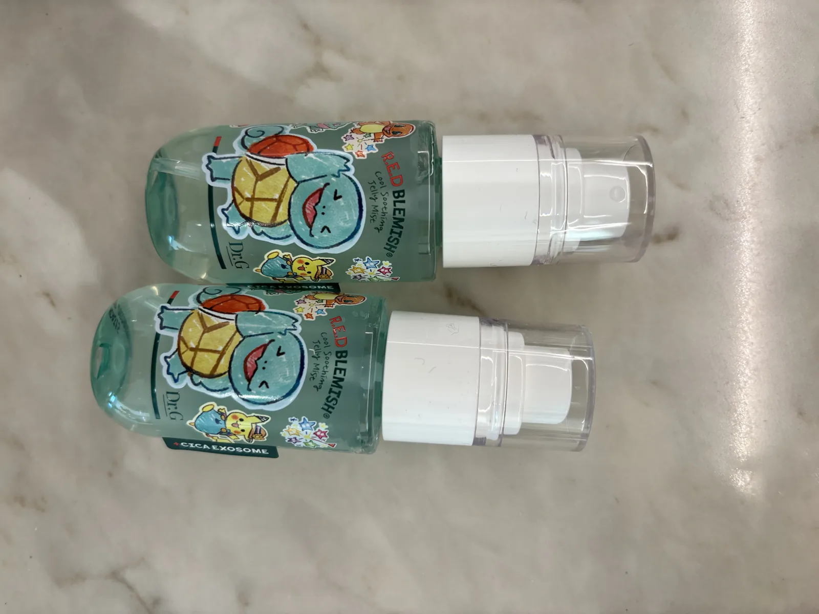 Dr.G Red Blemish Soothing Cream matching Cool Soothing Jelly Mist pump bottles from the same line
