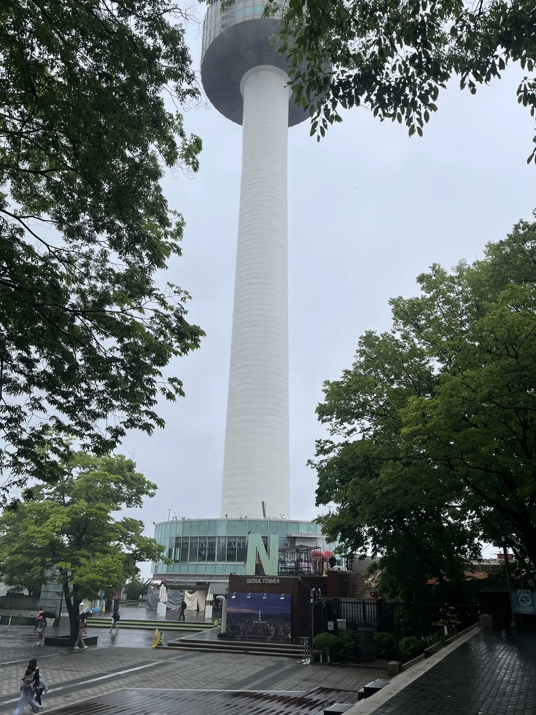 Namsan love locks terrace with N Seoul Tower rising above
