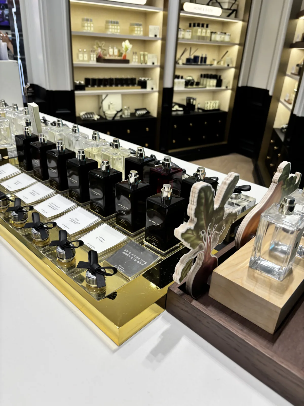 Gold-packaged premium beauty counter at Incheon Airport duty-free in Seoul