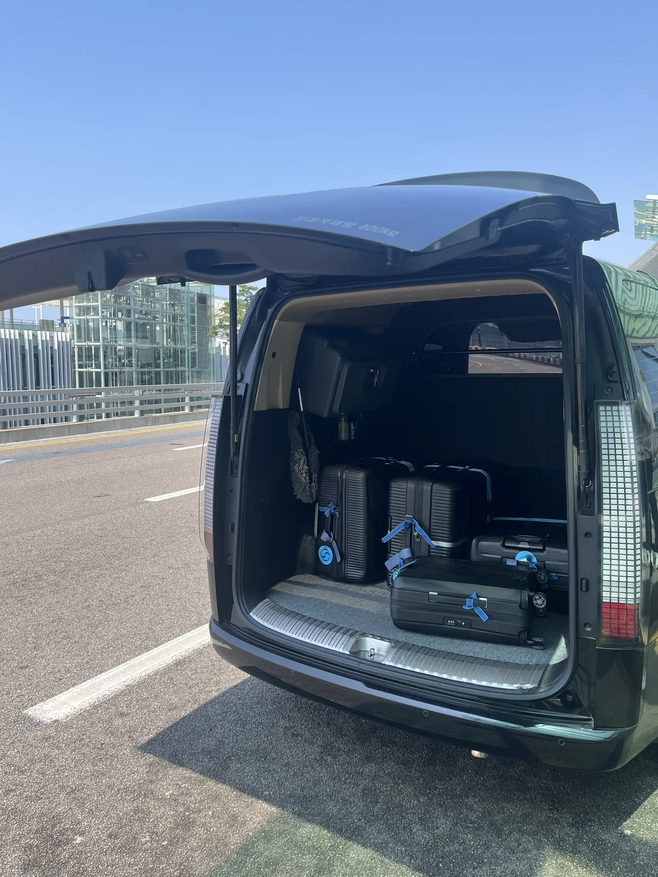 Incheon Airport to Myeongdong private transfer van loaded with luggage