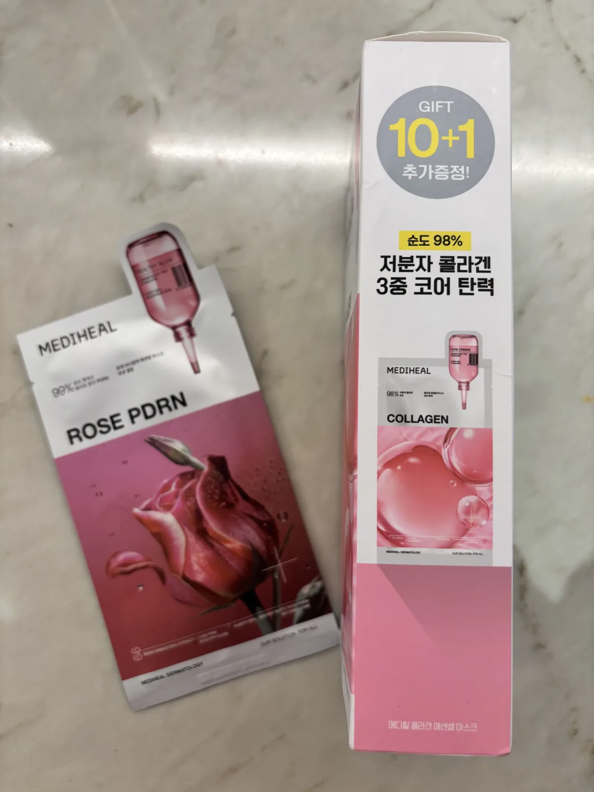 Mediheal Rose PDRN Mask pink pack with ROSE PDRN 99 percent printed on the front