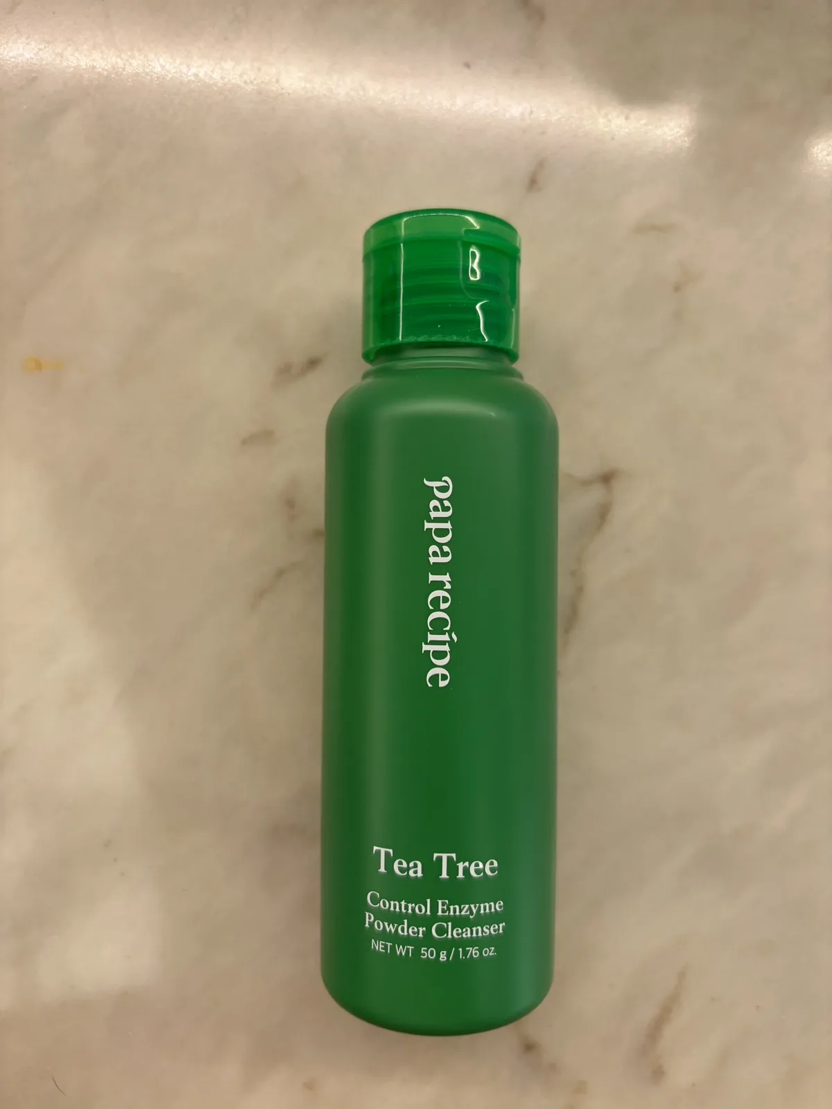 Papa Recipe Tea Tree Cleanser green bottle front, Tea Tree enzyme powder cleanser, 50g