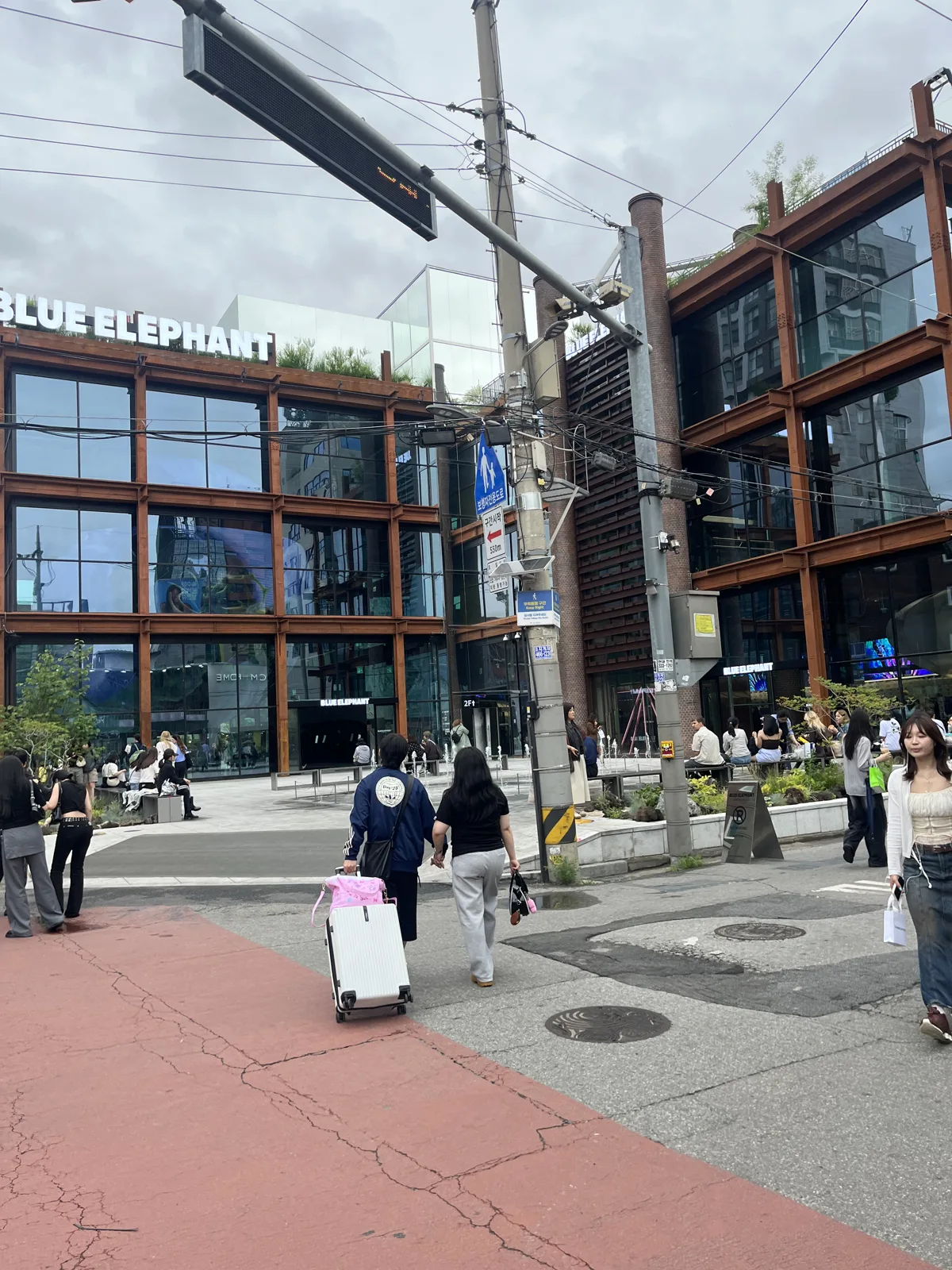 Seongsu concept stores neighbourhood — the Blue Elephant complex at a Seongsu crossing