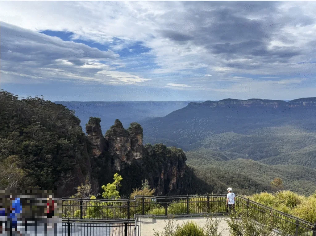 Blue Mountains Echo Point Three Sisters Lookout panoramic view over the Jamison Valley in Katoomba