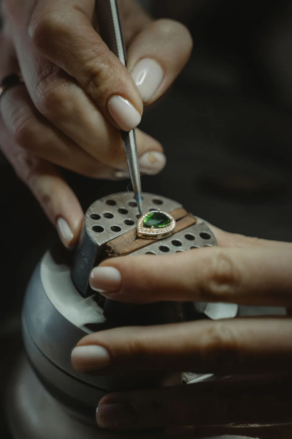 Seongsu-dong Seoul travel guide: a jeweller shaping a gemstone ring at a hands-on ring-making workshop