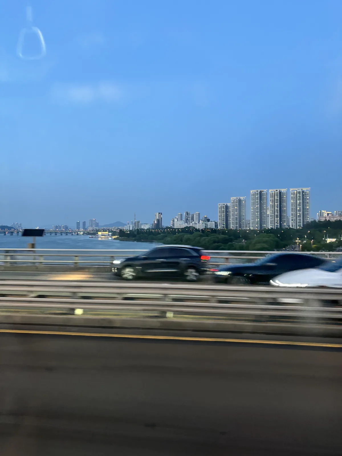 Han River Seoul with apartment towers along the bank