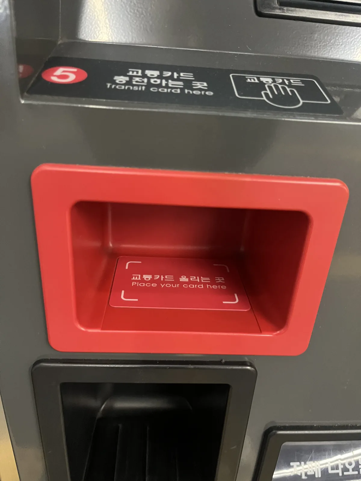 What it's like riding the subway in Korea vs Australia 2025: a T-money top-up slot in a Seoul station